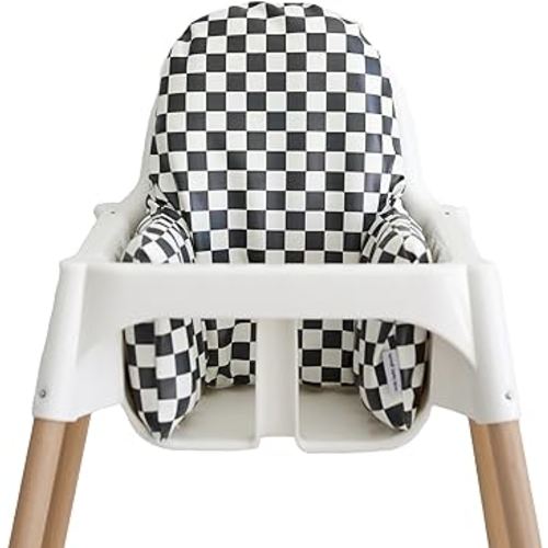 Yeah Baby Goods WIPEABLE Vegan Leather Cushion Cover for The IKEA ANTILOP Highchair (Classic Check-Cover Only)