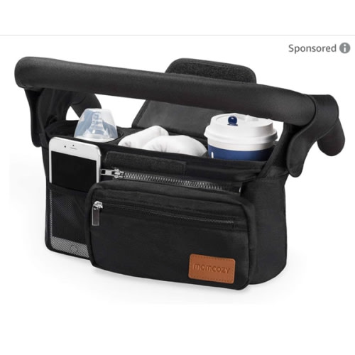 Momcozy Universal Stroller Organizer with Insulated Cup Holder Detachable Phone Bag & Shoulder Strap, Fits for Stroller like Uppababy, Baby Jogger, Britax, BOB, Umbrella and Pet Stroller