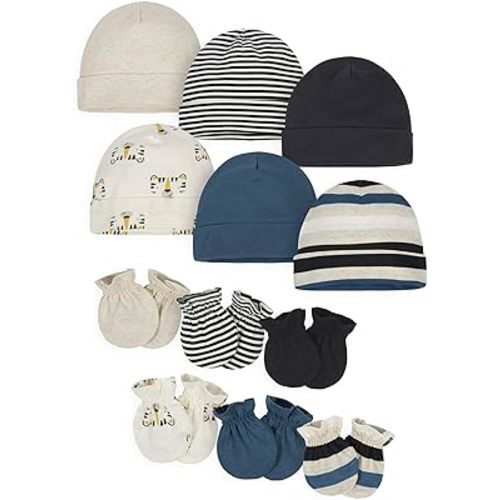 Onesies Brand Unisex Baby 12-piece Cap and Mitten Set - Tiger Board