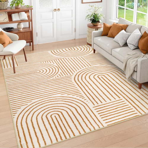 Moynesa Abstract Washable Rugs, 5x7 Rug for Bedroom Nursery Soft Non Slip Modern Living Room Rug, Ultra-Thin Non-Shedding Throw Carpet for Entryway Kitchen Office