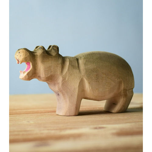 Bumbu Toys Handcrafted Wooden Hippo Figurine | themulberrytreehouse