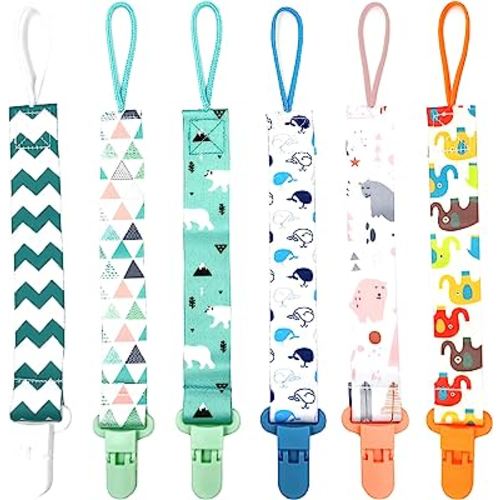 OnlyBP® Set 6 Baby Pacifier Holder Clip - Pacifier Clip for Boys and Girls Fits for Most Pacifiers - Protects Your Baby - Binkie Styles & Baby Teethers & Toys and Gift
