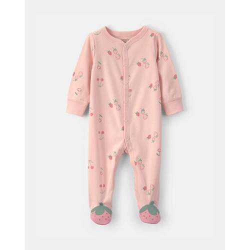 Baby Girl Strawberry 100% Cotton Sleep & Play Pajamas - Pink | Carter's