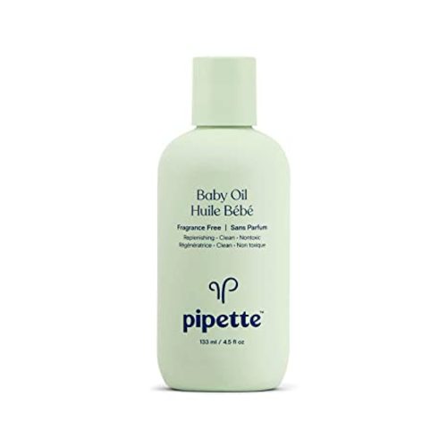 Pipette Baby Oil - Nurture, Moisturize Baby Skin, Vitamin E, Sensitive, Dry Skin, Fragrance Free with Renewable Plant-Derived Squalane, 4.5 fl oz - 4.5 Fl Oz (Pack of 1)