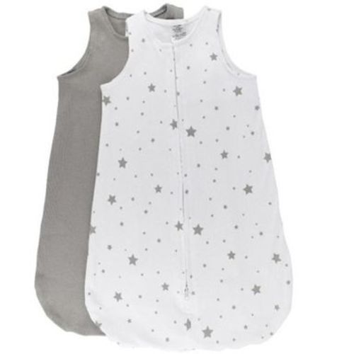 Ely's & Co. Wearable Blanket 100% Cotton Grey Stars and Solid Grey Small 12-18 Months 2 Pack