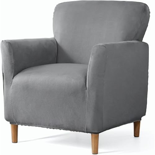 LiveGo Stretch Mid Century Modern Armchair Slipcover 1-Piece Solid Accent Chair Covers with Arms Soft Chair Slipcovers for Living Room Furniture Protector Office Reception
