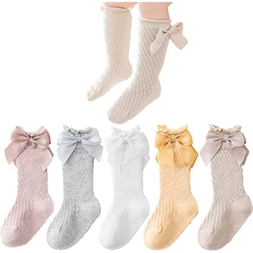 Colorful Childhood Baby Girls Knee High Socks Toddlers Tube Ruffled Bow Stockings Infant Newborn Cotton Princess Frilly Socks