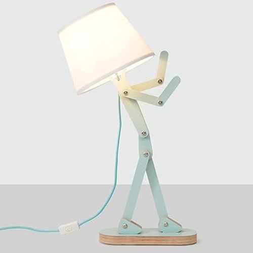 Cool Kids Desk Lamp Swing Arm Wood Adjustable Aqua Blue Fun Table Lamp Bedside Light for Reading/Gift/Girls/Boys/Bedrooms/Living Room/Office - Pea Green, Bulb Included