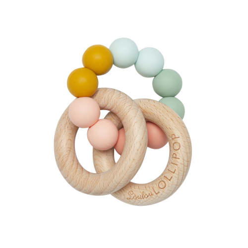 Bubble Silicone and Wood Rattle