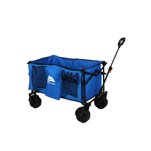 "Ozark Trail All-Terrain Folding Utility Cart with Collapsible Wheels for Camping & Tailgating, 27"" Height, Blue"