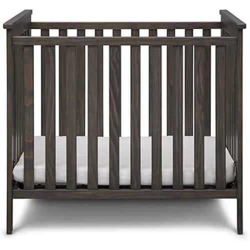 Simmons Kids Monterey Mini Crib with Mattress - Greenguard Gold Certified, Rustic Gray