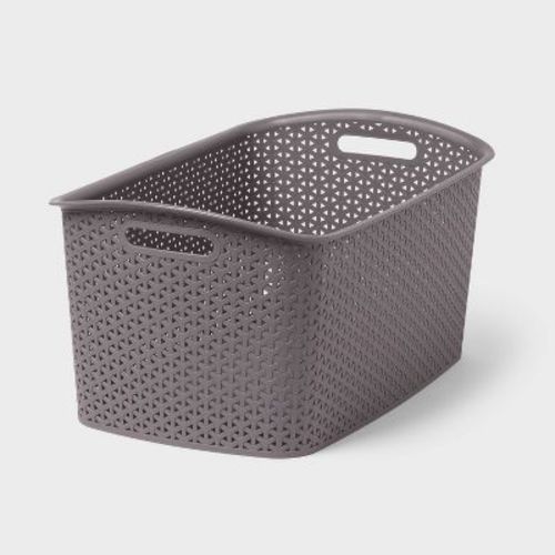 Y-Weave Jumbo Decorative Storage Basket Gray - Brightroom™: Portable, Nesting, Stackable, 44L Rectangle Bin