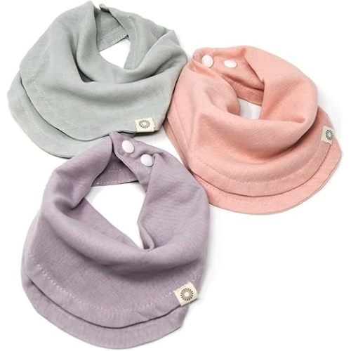 Kishu Baby Indi GOTS Organic Infinity Scarf Bib Set - 4-Way Reversible, 8 Layer Muslin Drool Bibs