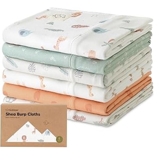 Organic Burp Cloths Baby Girl, Boy - 6-Pack Large Baby Burp Cloths, Super Absorbent Burping Cloths for Babies, Soft & Plush Cotton Burp Cloth, Spit Up Burp Rags, Newborn Burp Clothes (Wilderness)