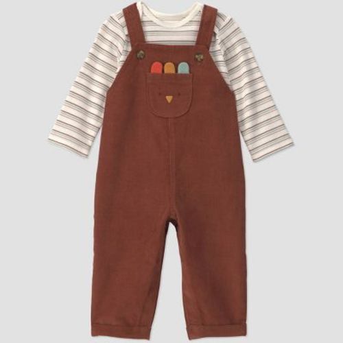 Carter's Just One You® Baby Boys' Turkey Overalls and Long Sleeve Shirt Set - Brown Newborn