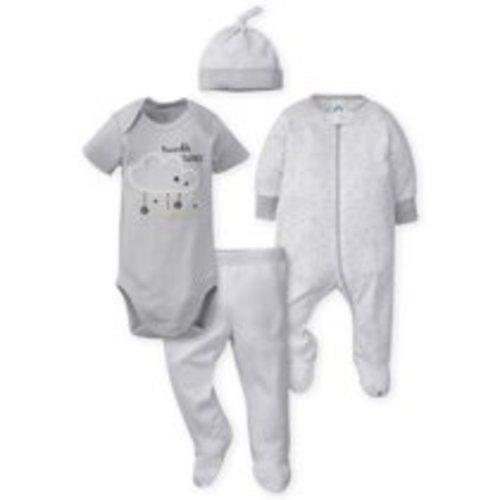 Gerber Baby Boy or Girl Gender Neutral Onesies Bodysuit, Sleep N Play Sleepers, Pants, & Cap Set, 4pc