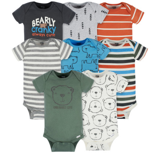 Onesies® Brand Baby Boy Short Sleeve Onesies Bodysuits, 8-Pack, Sizes Newborn-12M