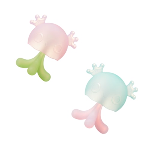 Bc Babycare Teether Toy, Silicone, Soft, Jellyfish Shape, Hands-Free, BPA-Free, 2pcs