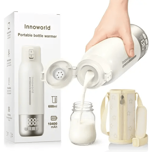 Portable Bottle Warmer for Travel, 20 oz Large Capacity Bottle Warmer On The Go, 10400mAh Long-Lasting Battery&Super Fast Charging in 2.5 Hours, Fast Heating for Breastmilk, Formula, Water