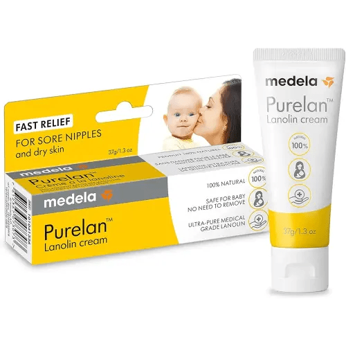 Medela Purelan Lanolin Nipple Cream, Fast Relief for Sore Nipples & Dry Skin During Breastfeeding, Safe for Breastfeeding Baby, Natural, Hypoallergenic, Fragrance-Free, 37g