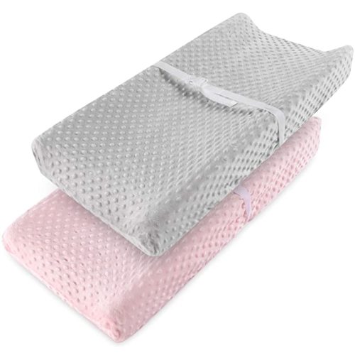 Vextronic Changing Pad Cover Ultra Soft Minky Dots Plush Changing Table Covers Breathable Changing Table Sheets Wipeable Diaper Changing Pad Cover for Baby Boys Girls (2 Pack) - 2 Count (Pack of 1) - pink