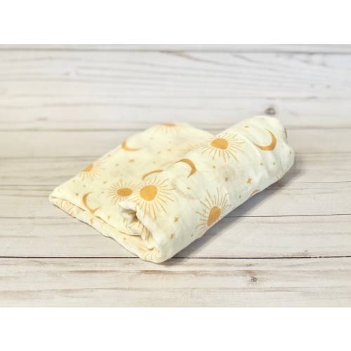Neutral Sun & Moon Organic Bamboo Muslin Baby Swaddle Blanket