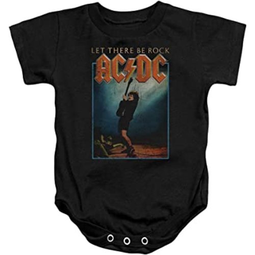 Popfunk Classic AC/DC Let There Be Rock, Black Baby/Toddler Unisex Boy Girl Onesie Short Sleeve Snapsuit (6 Months), Black