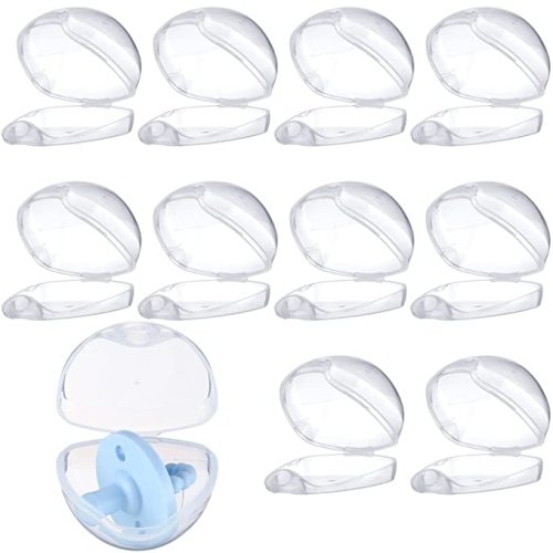 10 Pack Pacifier Case, Pacifier Holder Case Clear Pacifier Container Pacifier Box for Travel Transparent Clip Pacifier Accessories