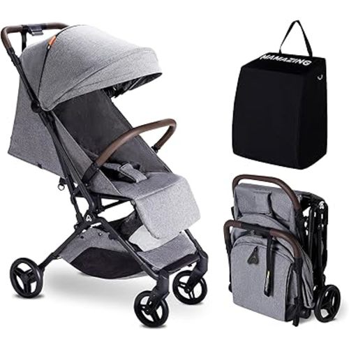 Lightweight Baby Stroller - Mom’s Choice Gold Award, Compact Travel Stroller for Airplane, One-Hand Fold, Carbon Fiber, 11.6 lbs, Grey