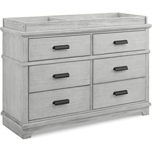 Delta Children Simmons Kids Asher 6 Drawer Dresser with Changing Top, Fully Assembled, Greenguard Gold Certified, Rustic Mist