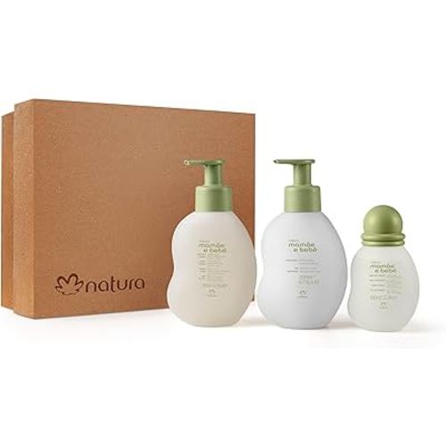 Natura – Mom & Baby Triple Care Set – Vegan, Hypoallergenic & Dermatologist Tested – Moisturizer, Cleanser & Cologne – Mom & Baby Bath & Body Essentials