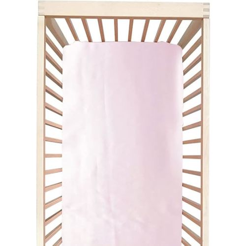 100% Mulberry Silk Crib Sheet for Baby Hair, Standard Crib Mattress Sheet for Boys & Girls, Soft Smooth Breathable Baby Crib Fitted Sheets 28x52, Light Pink
