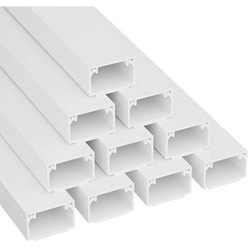 D-Line 32.8ft Cable Raceway, Self Adhesive Cord Cover, Hide and Protect Surface Wires, Paintable - 10x 1in (W) x 0.63in (H) x 39in Lengths - White