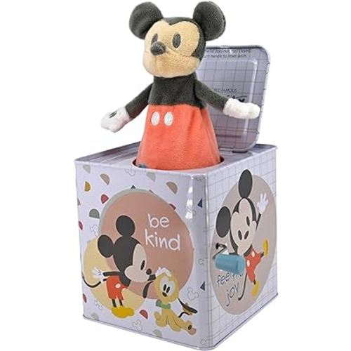 KIDS PREFERRED Disney Baby Mickey Mouse Jack in The Box Musical Toys for Babies and Toddlers, Plays “The Mickey Mouse March” Mickey Springs Out from A Colorful Box