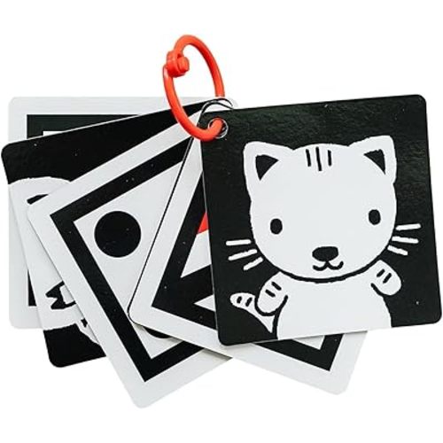 The Original High Contrast Montessori Flashcards for Baby with Stroller Clip by Genius Baby Toys