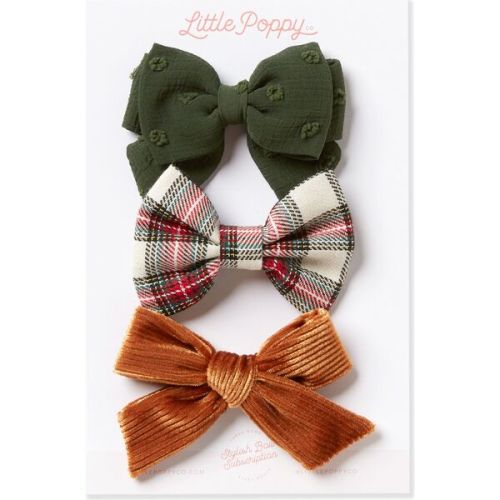 The Charlie Three Bow Oversized Clip Set, Multi - Little Poppy Co. | Maisonette
