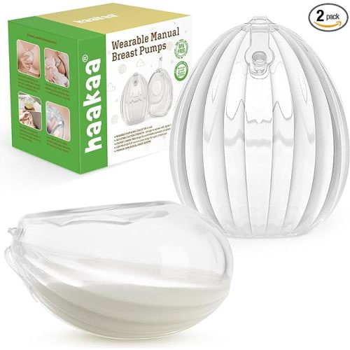 haakaa Shell Wearable Silicone Breast Pump - Silicone Hands Free Breast Pump - Passive Breast Milk Collector Shell for Newborns - Breastfeeding Essentials - 2.5oz/75ml,2 Count - 2.5oz/75ml-2pcs