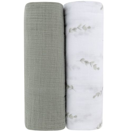 Ely's & Co. Cotton Muslin Swaddle Blanket Sapphire Blue And Indigo Blue 2 Pack