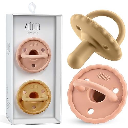 Baby Soother Pacifiers - Silicone Pacifier for Boys/Girls - Newborn Pacifiers Set of 2 - Newborn Baby Essentials, BPA Free