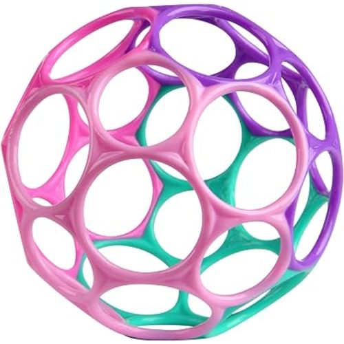 Bright Starts Oball Easy Grasp Classic Ball Infant Toy in Pink/Purple,Age Newborn and up. 4 Inches,(Pack of 6)
