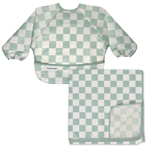 Tiny Twinkle Mess-proof Splat Mat and Full Sleeve Bib, machine washable, babies and toddlers 6-24 months
