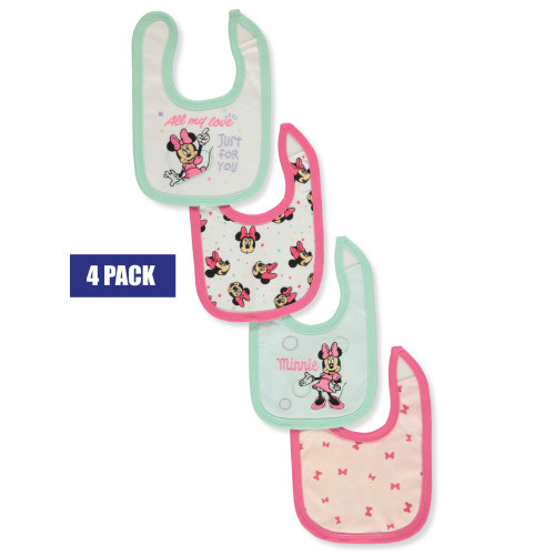 Disney Minnie Mouse Baby Girls' 4-Pack Bibs - multi, one size