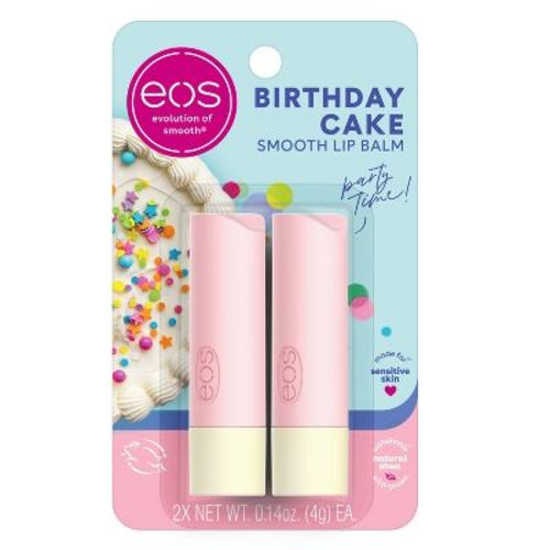 eos Shea Lip Balm - Birthday Cake - 0.28oz/2pk: Moisturizing, Smoothing, Lip Treatment, Travel Size