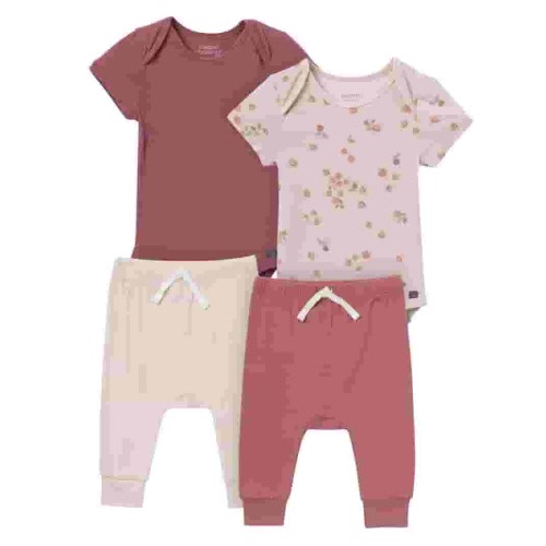 Modern Moments by Gerber Baby Neutral Super Soft 4-Piece Bodysuits and Pants Gift Set, Newborn - 12 Months