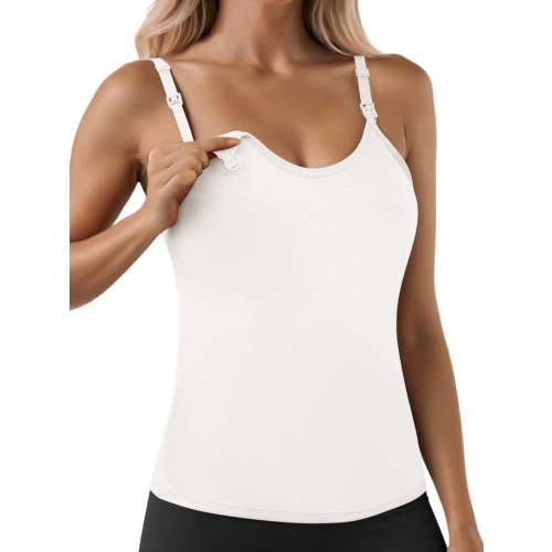 Anygrew Womens Maternity Nursing Tank Tops Camis Adjustable Straps Breastfeeding Camisoles with Built in Bra