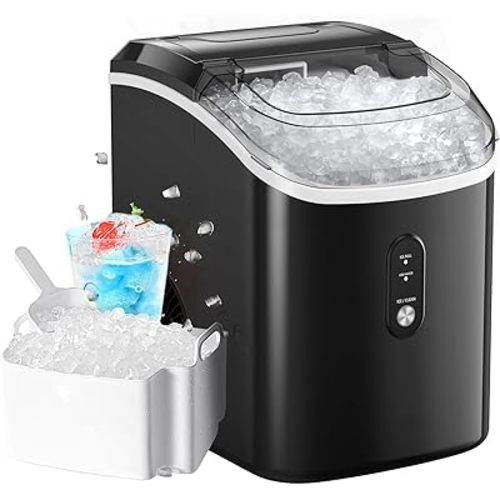 Nugget Ice Makers Countertop, Pellet Ice Machine with Self-Cleaning Function, Nugget Ice Machine Produces 33 lbs of Chewable Ice in 24 Hours, Sonic Ice Maker Perfect for Home Kitchens Party Camping