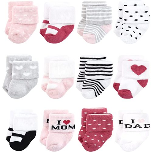 Amazon.com: Hudson Baby Baby Girls' Cotton Rich Newborn and Terry Socks: Clothing, Shoes & Jewelry