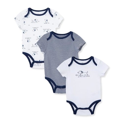 Little Me Clothes for Baby 3-Pack 100% Cotton Scratch Free Tag Bodysuits, Newborn to 9 Months