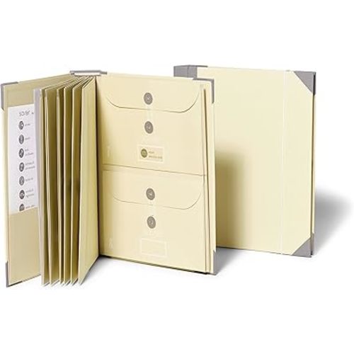 Savor | The Folio Document Organizer | Custom Dyed Cloth Bound Expanding File Folder for Important Papers, Emergency Binder, Birth Certificates, Social Security Cards, Passports, Photos, and Letters
