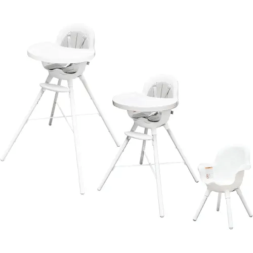 Boon GRUB Adjustable Baby High Chair - Convertible High Chair and Toddler Chair - High Chairs for Babies and Toddlers 6 Months to 6 Years - Dishwasher Safe - White
